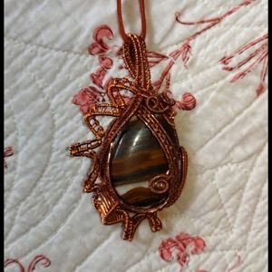 Artisan wire/ pendant stone necklace choker